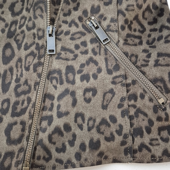 Catherine Malandrino Faux Leather Leopard Print Asymmetric Zip Jacket - Size XS - Picture 9 of 15